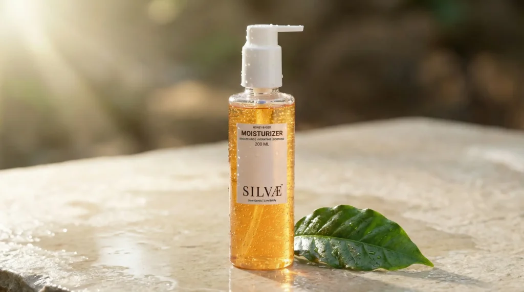 Silvae Moisturizer bottle in sun